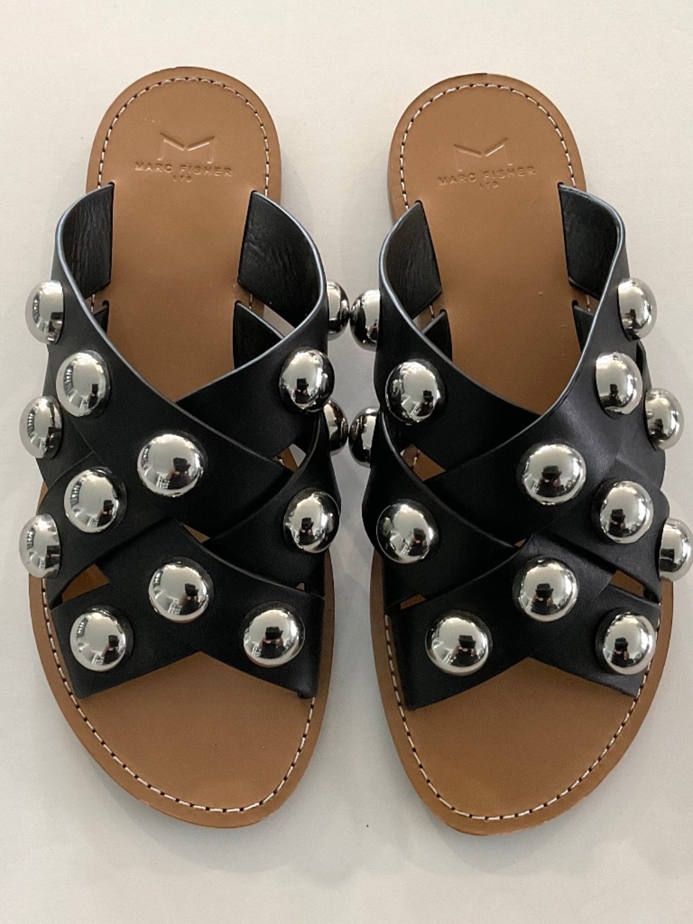 MARC FISHER Raidan Stud Slide Sandal Size 6.5